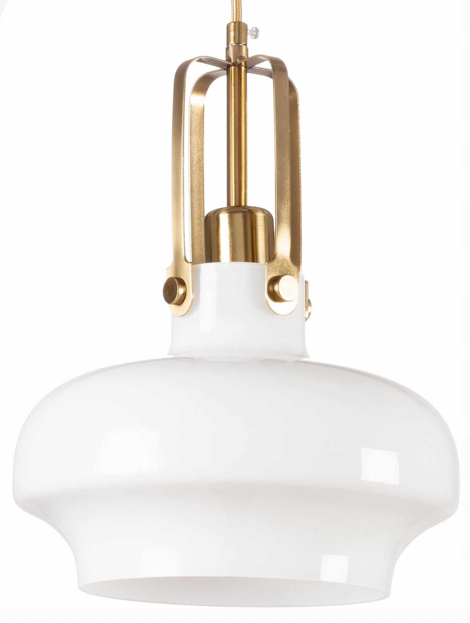 Lampa wisząca szklana mleczna biała Asana złota oprawa