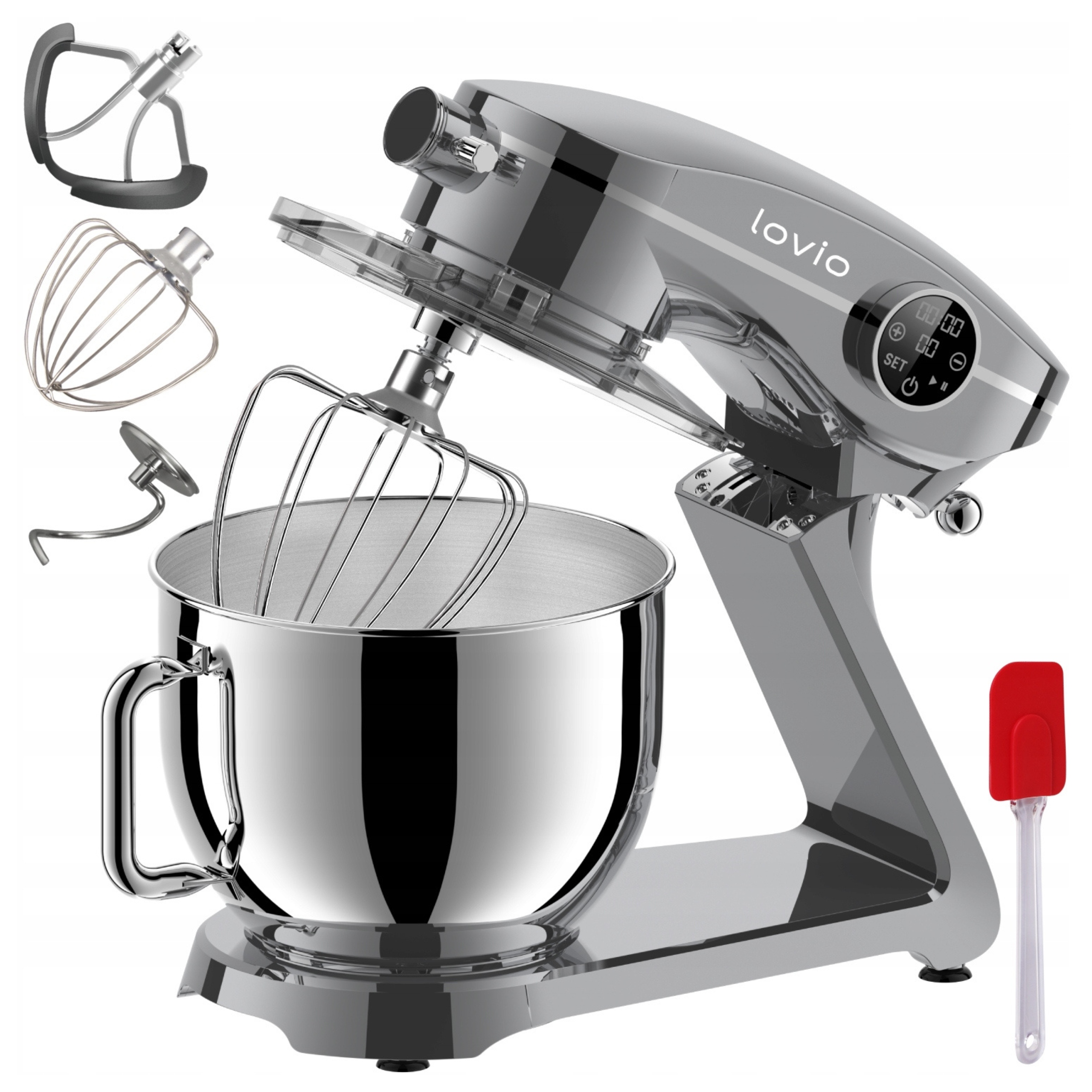 Robot kuchenny mikser planetarny z misą metalowa obudowa 1800W 6,5L Lovio
