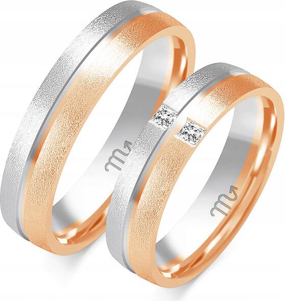 Růžový zlatý snubní prsten pro svatbu 14K 585, 23 24 25, elegantní model gravírování