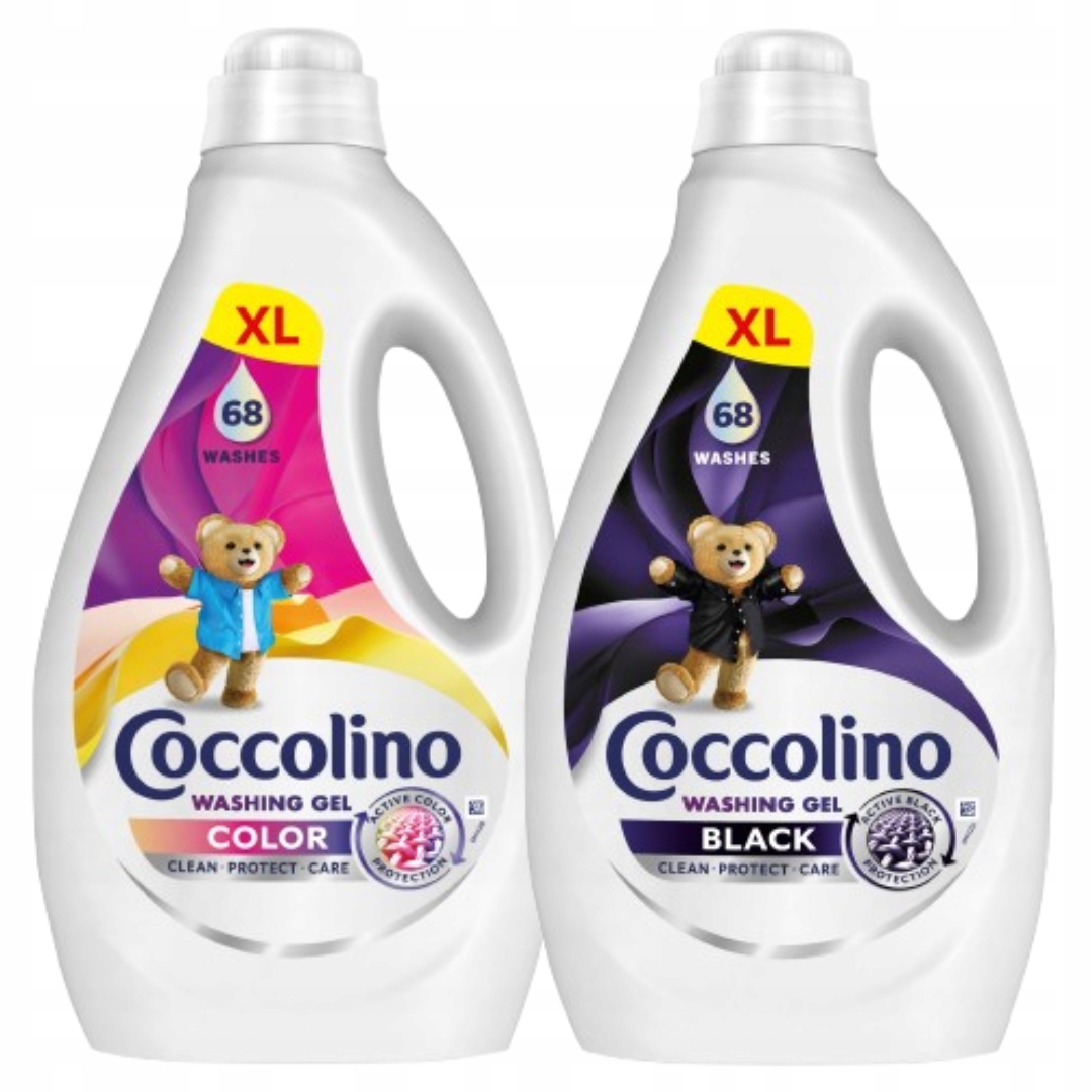 Coccolino XL Żel Do Prania Kolorowych Czarnych Tkanin Zestaw 2x 2,72l