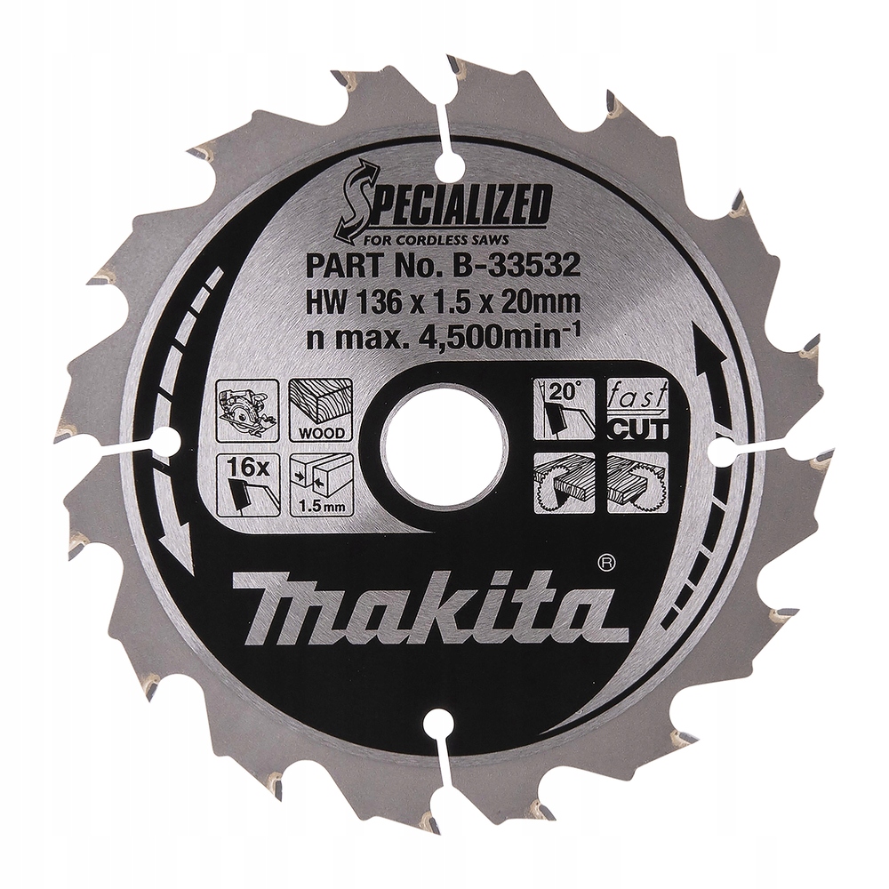 Řezací Kotouč Specializovaný 136x20mm 16Z Makita B-33532