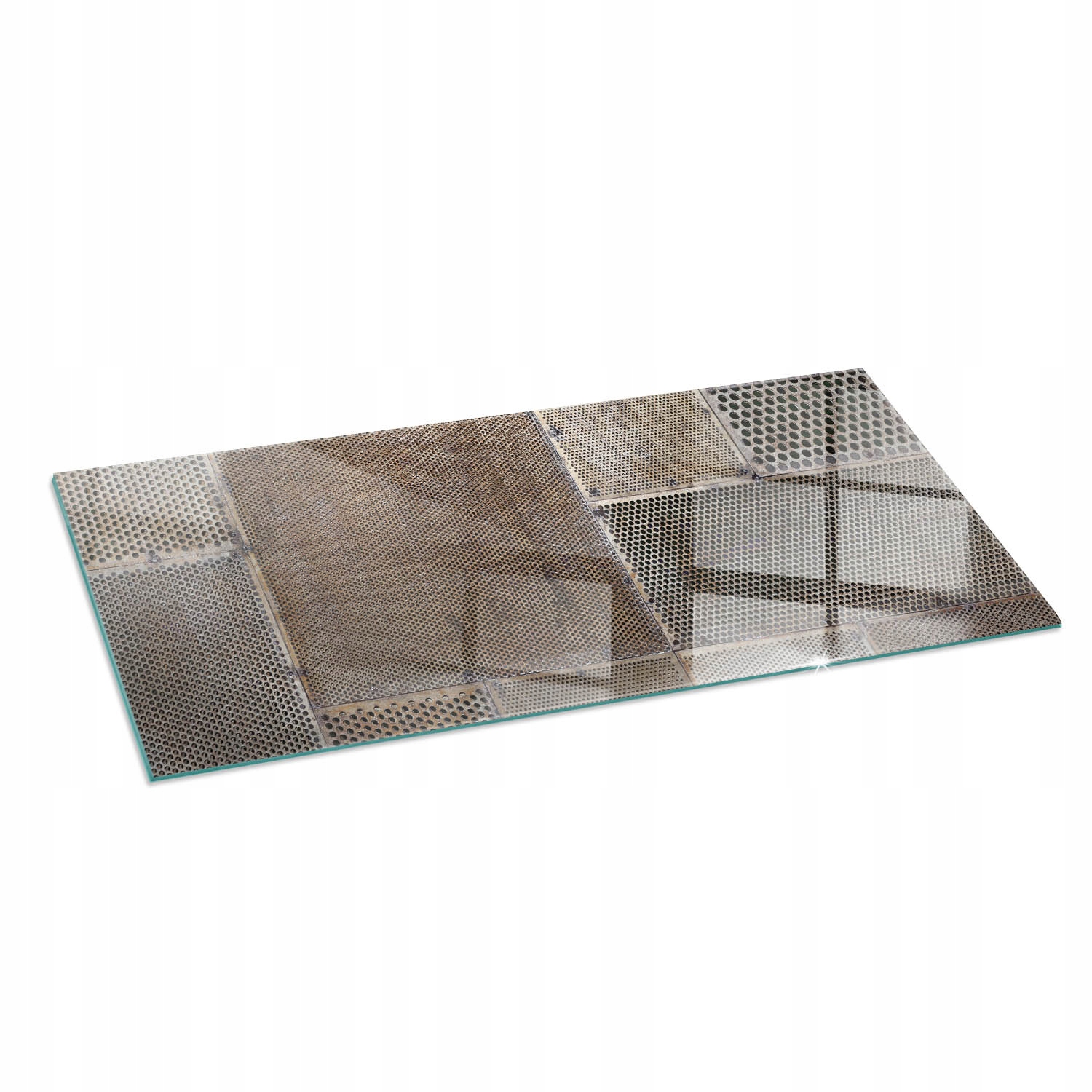 Ozdobná sklenená doska pod krb Kozu Vzor perforovaného plechu 125 x 50 cm