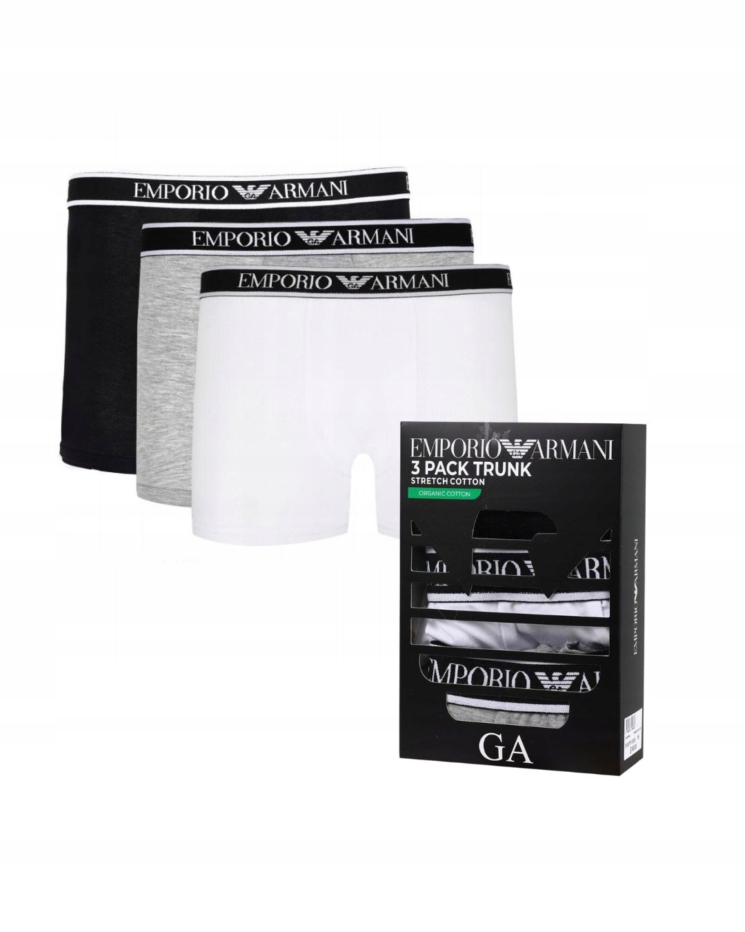 Emporio Armani Boxerky (3 Páry) Černé Bílé Šedé vel. L