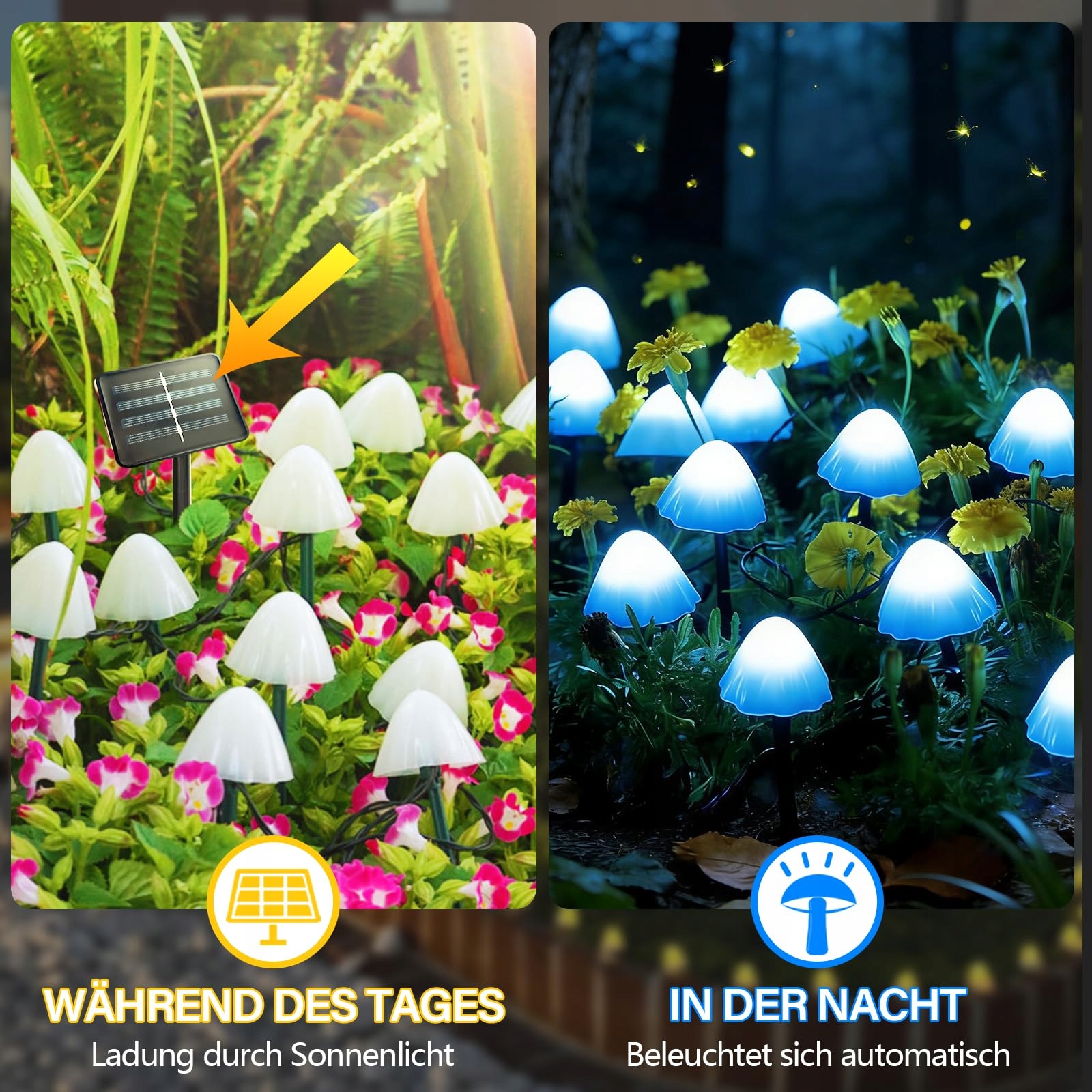 TOTHDATE Mini Solar Lamps Mushrooms Blue 5M 20 LED IP44 Outdoor Garden — miniatura 2