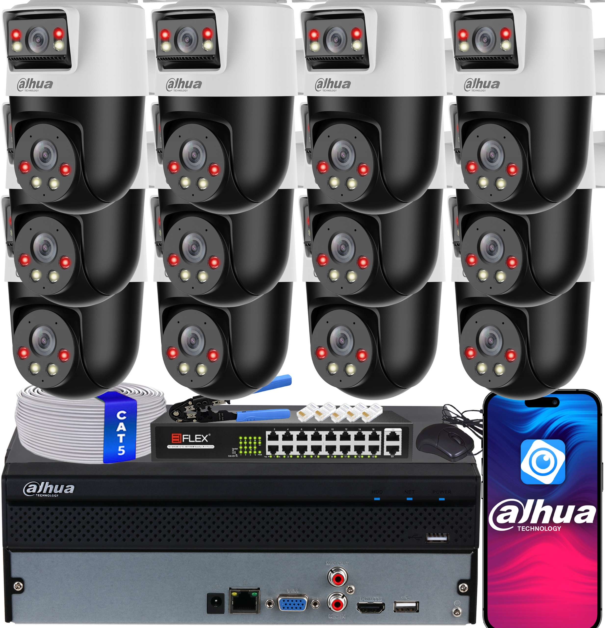 Sada pro monitorování 12x SDT2A200-2F-NB-A-PV Dahua 2Mpx Ai Dual Light