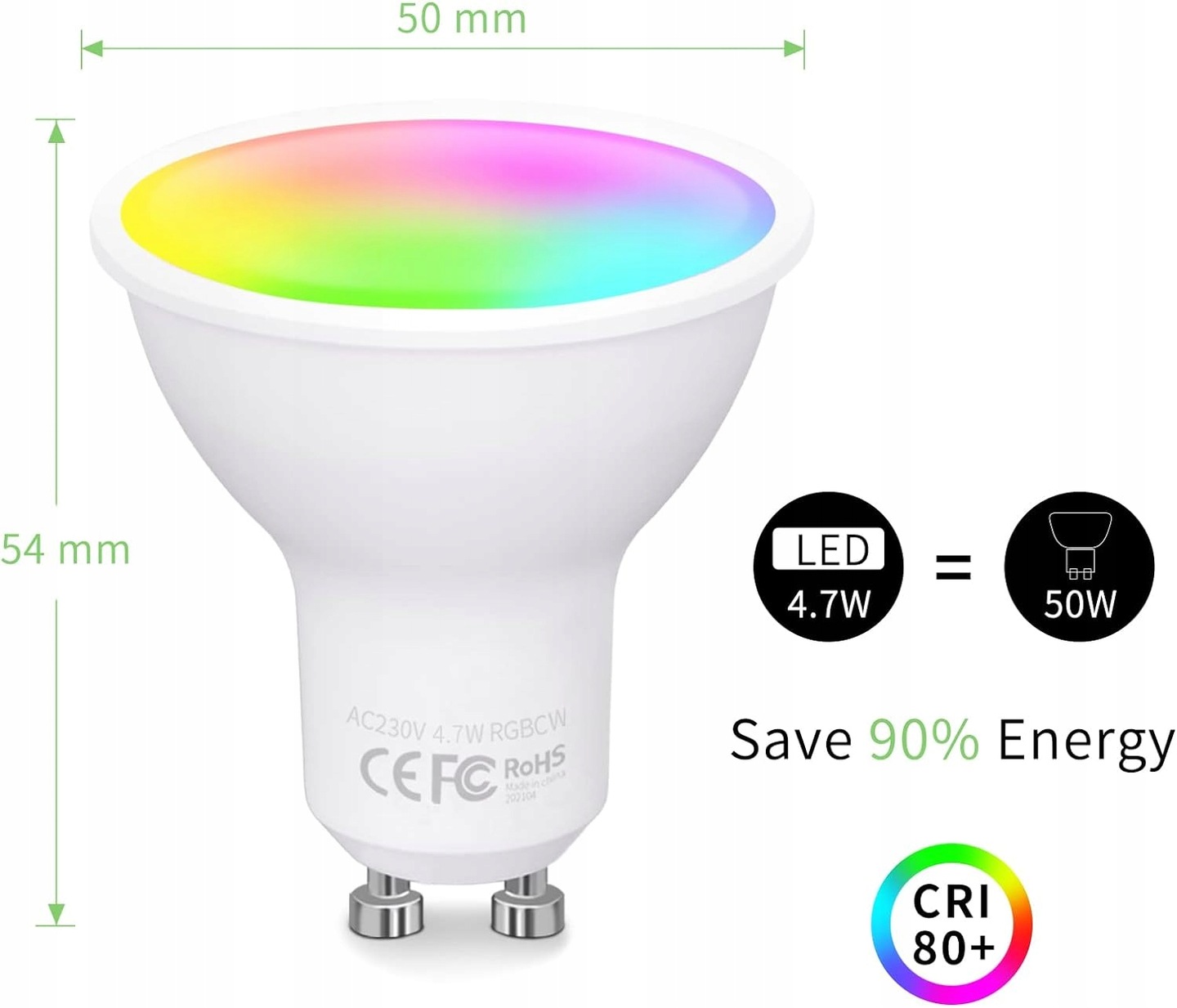 Żarówka AISIRER LED GU10 RGB RGBWC Smart WiFi - 1 sztuka EAN (GTIN) 6974649190559