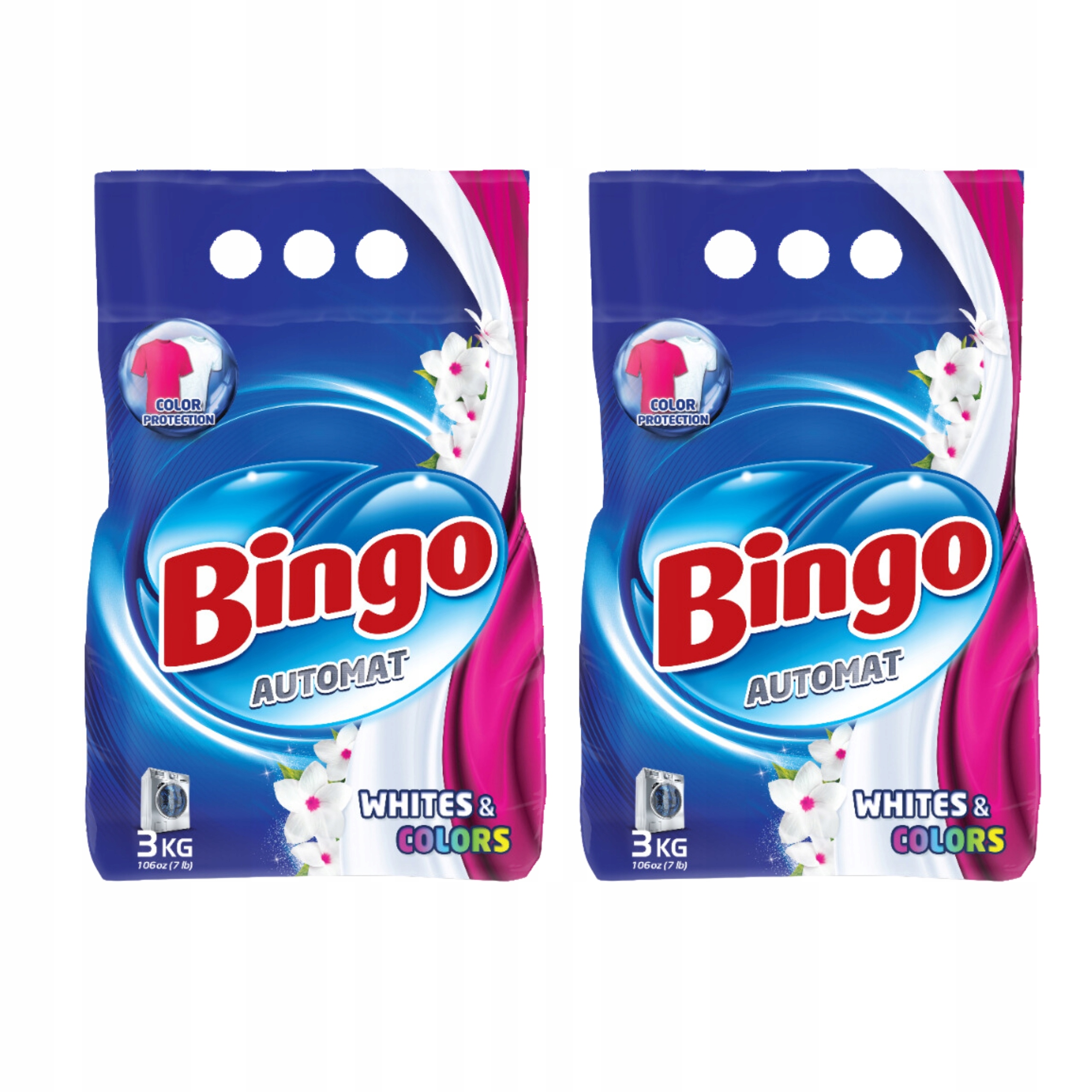 Levně Prášek na bílé prádlo a barvy univerzální Bingo Matic 3kg 2 kusy