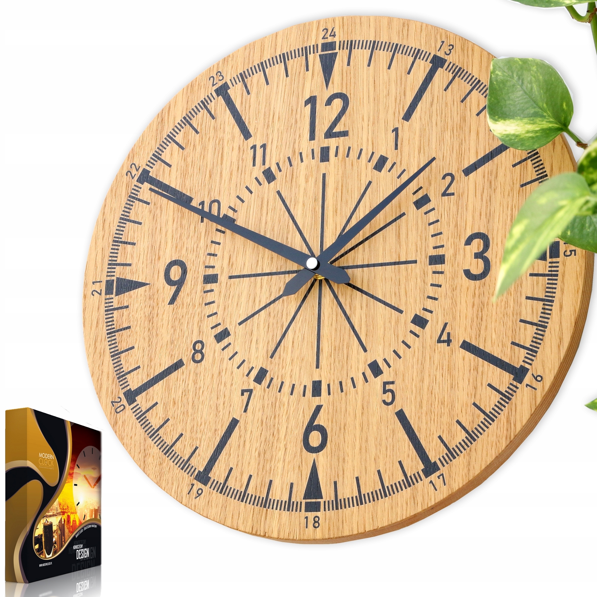 Moderní dřevěný nástěnný hodinový stroj s tichým mechanismem, Kulatý, robustní