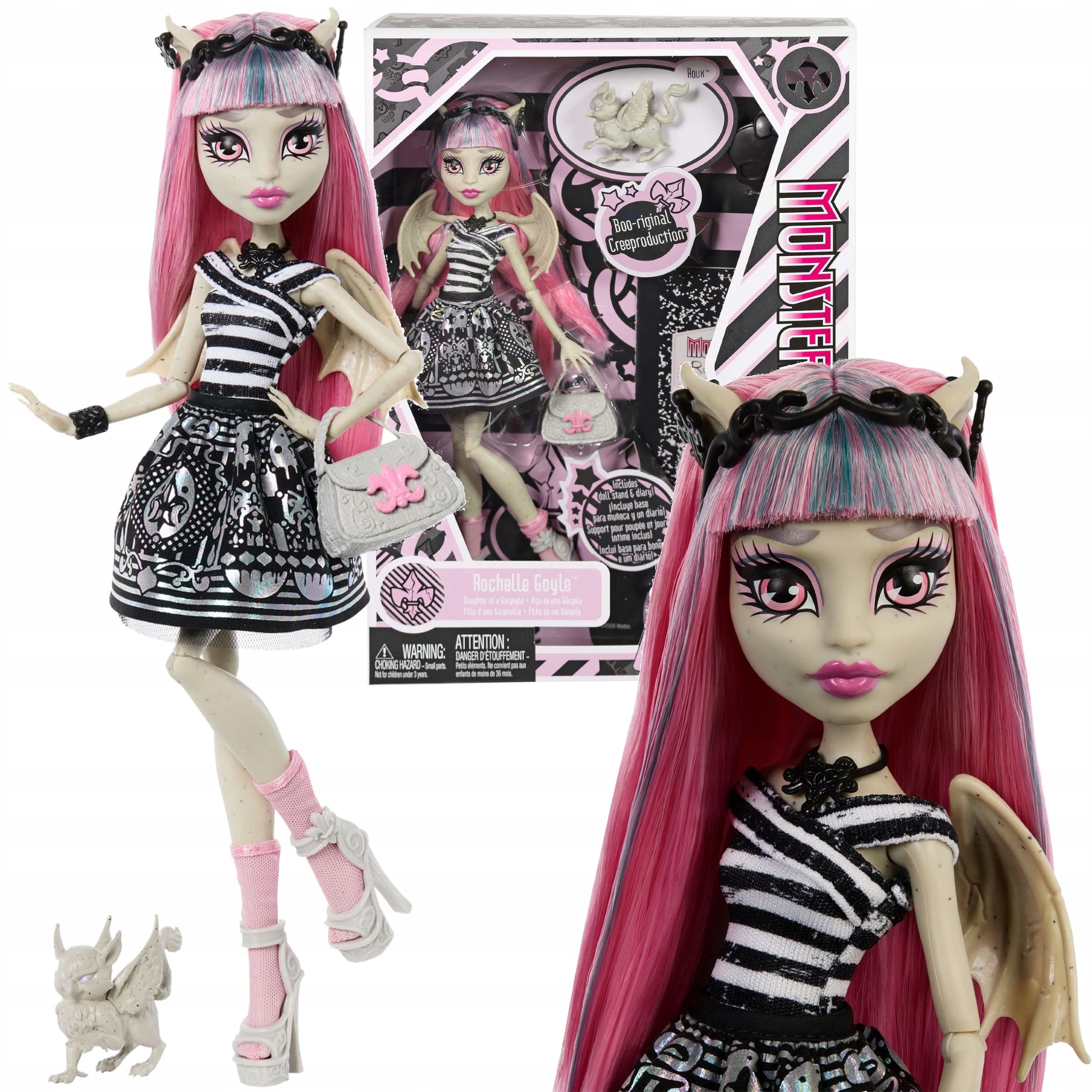 MONSTER HIGH REPRODUKCJA ROCHELLE GOYLE LALKA 26 CM CREEPRODUCTION + ROUX