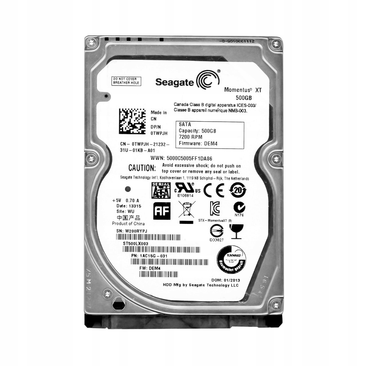 Dell 0TWPJH 500GB 7.2K 32MB Sata III 2.5'' ST500LX003