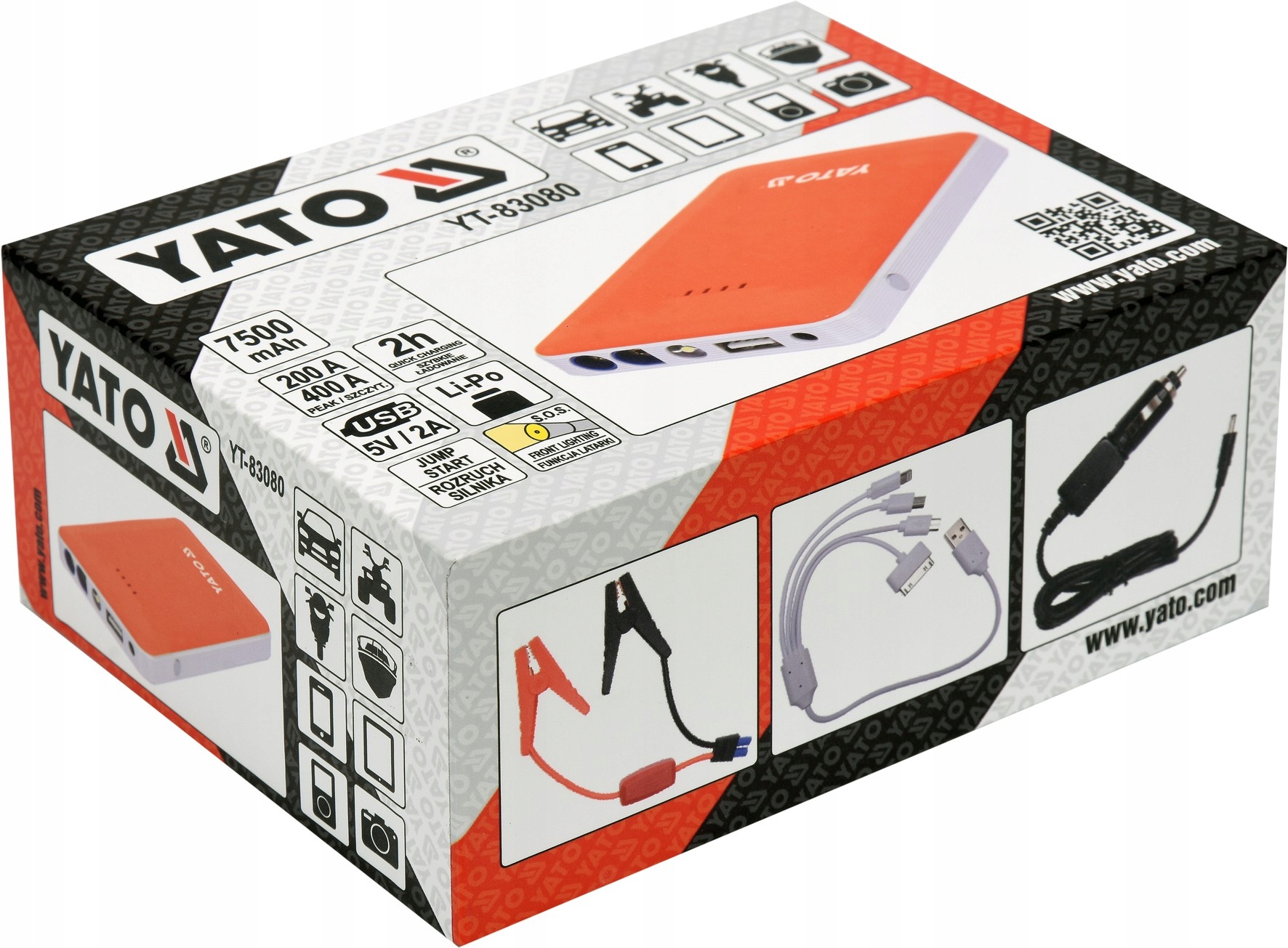 YATO JUMP STARTER POWER BANK 7500mAh ROZRUCH AUTA Producent code yt 83080