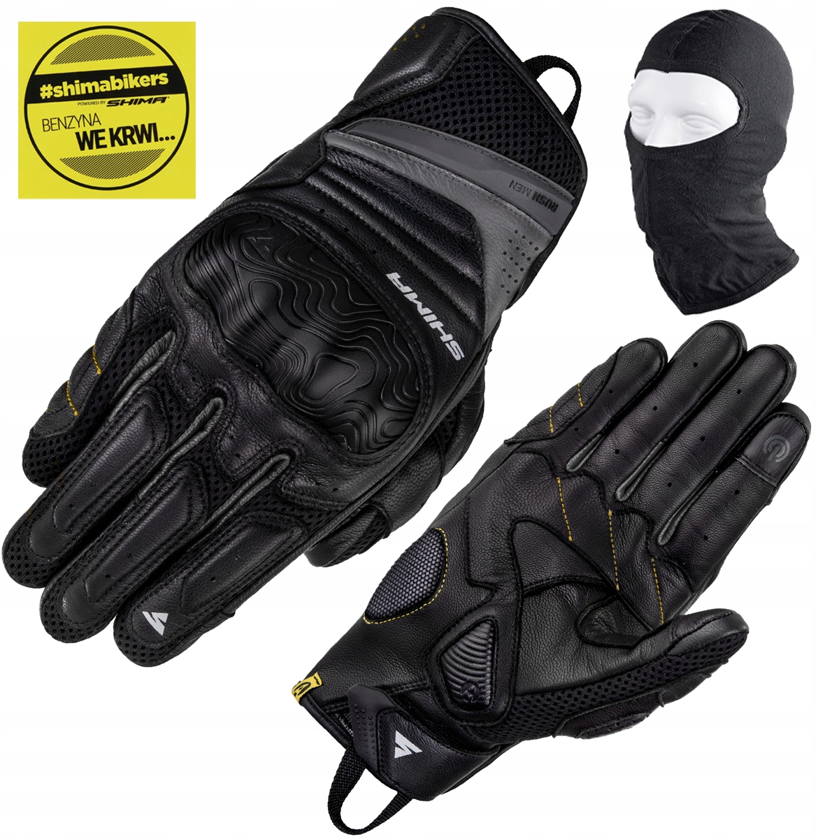 Motocyklové Rukavice Shima Rush Men Black Klasické Pánske Darček