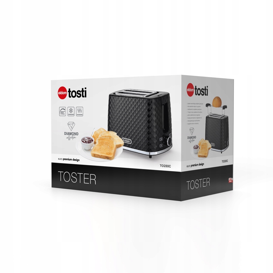 TOSTER OPIEKACZ SANDWICH TO280 czarny ELDOM Moc 930 W