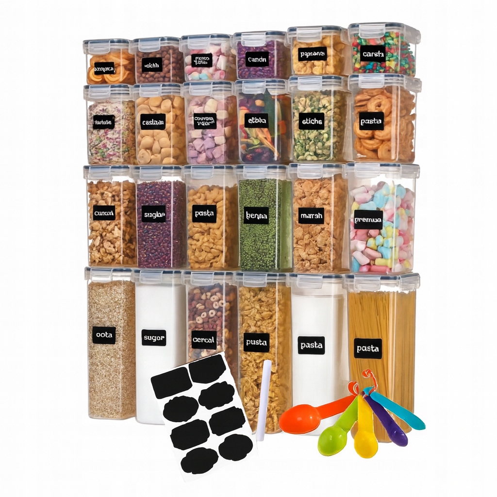 Nádoby na potraviny do kuchyně, sada 24 ks, nádoba 2,8 l 2 l 1,4 l 0,8 l