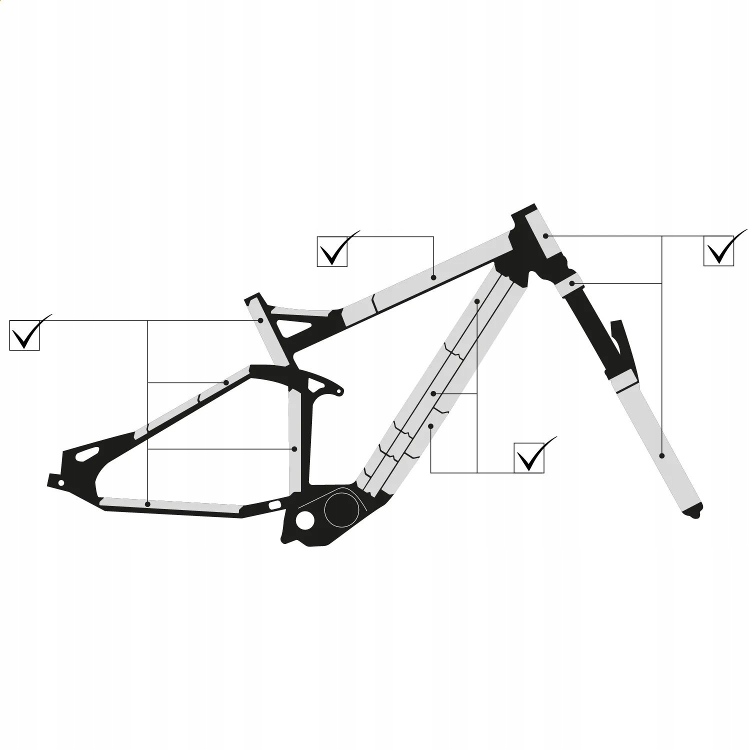 Folia na rower e-bike połysk backbone - Total Długość 335 mm