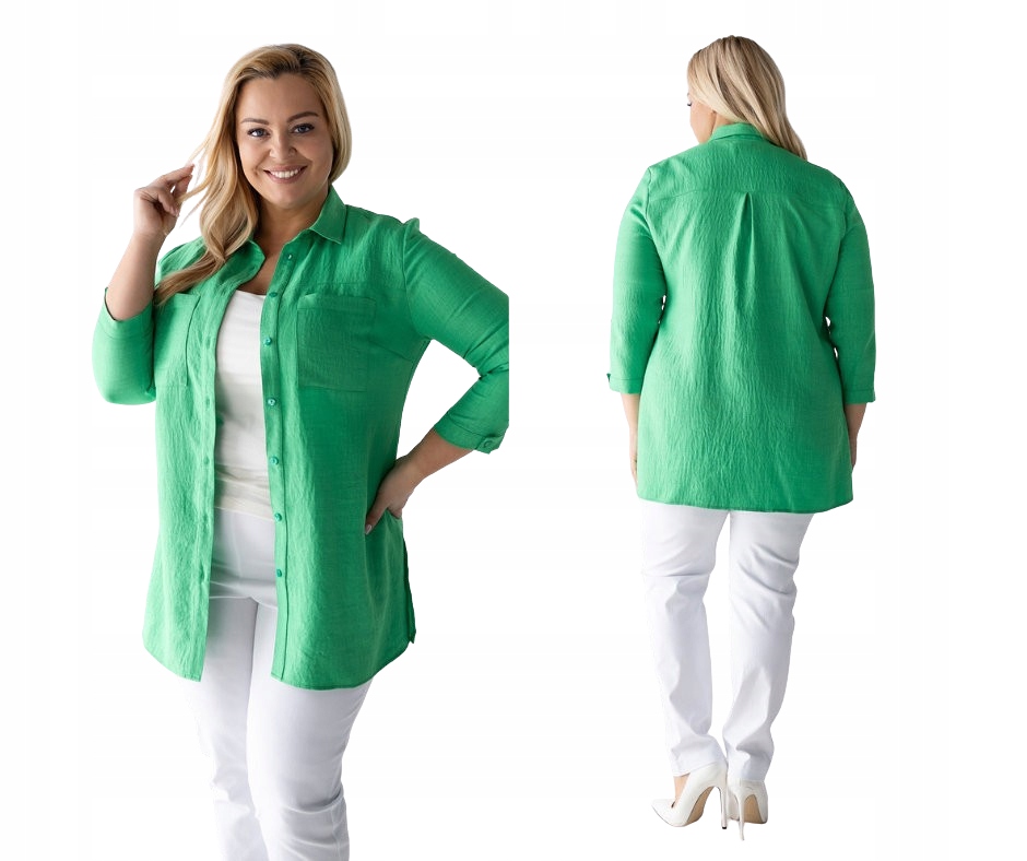 Elegantní košile Sandra v safari stylu, barva zelená, velikost 56