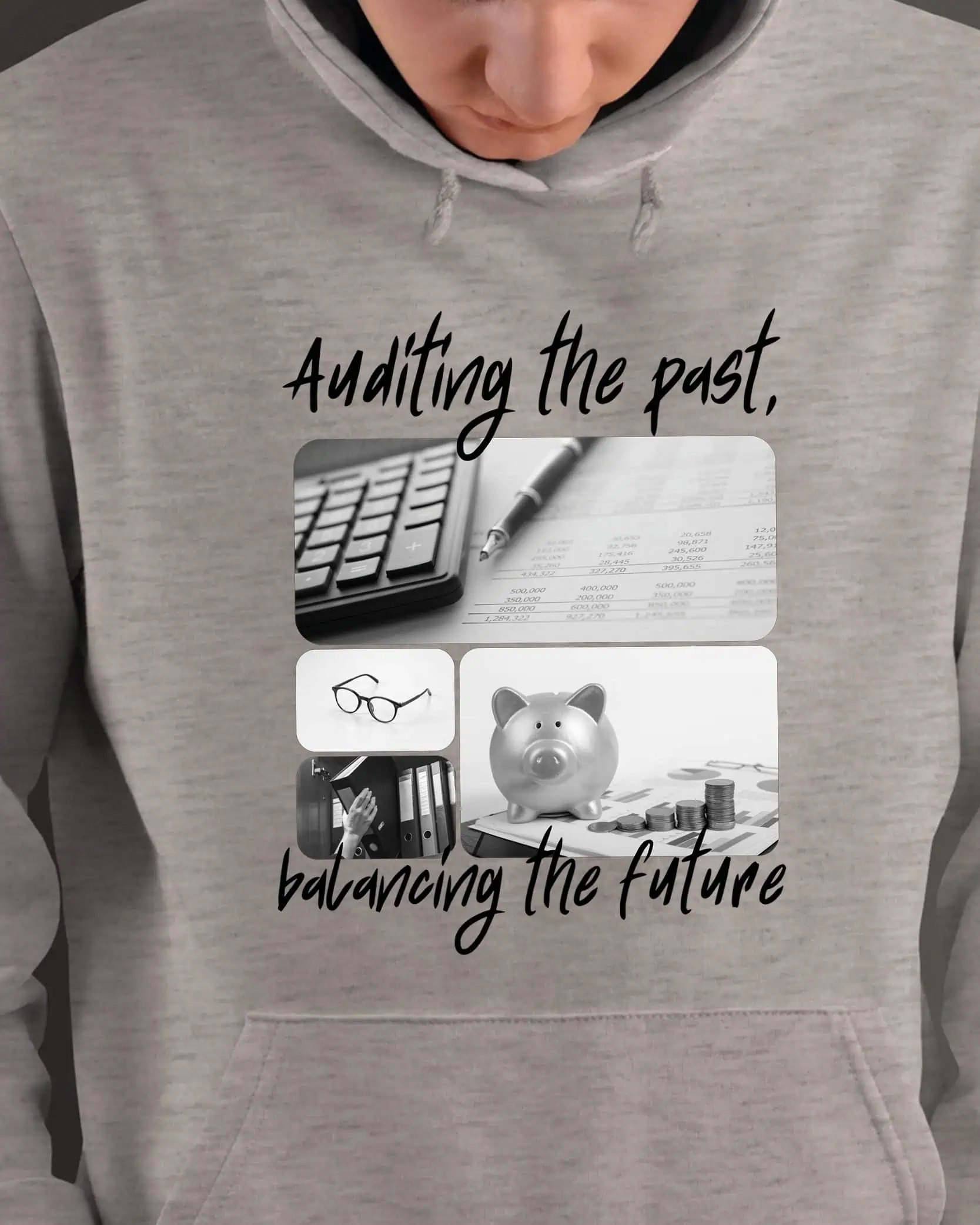 Mikina s kapucí Dárek pro uměleckého účetního Šedá XL