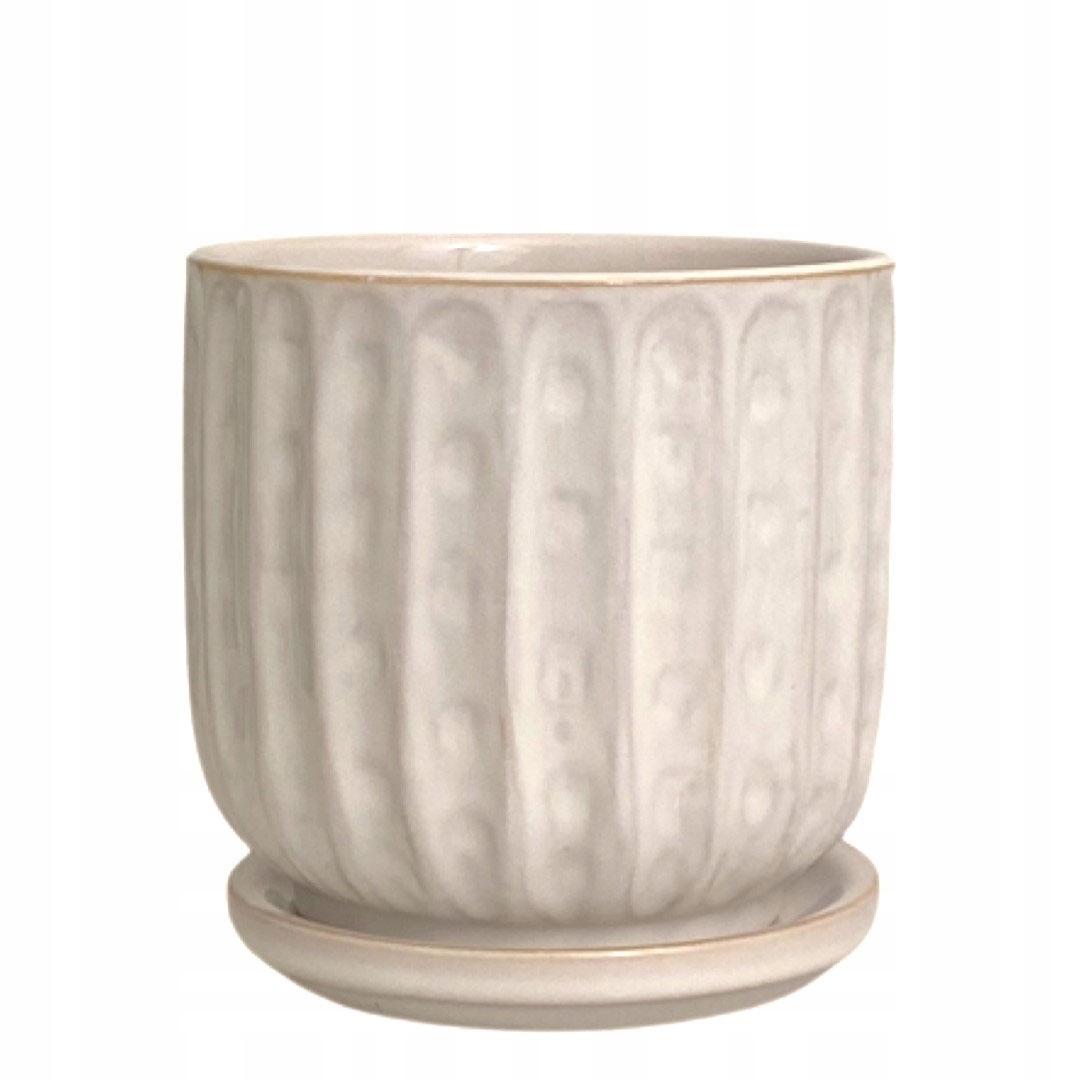 DONICZKA CERAMICZNA KREMOWA Z PODSTAWKĄ 12X12