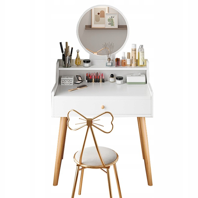 Kozmetická Toaletka Make-up So Zrkadlom Biela Škandinávska Moderná Loft