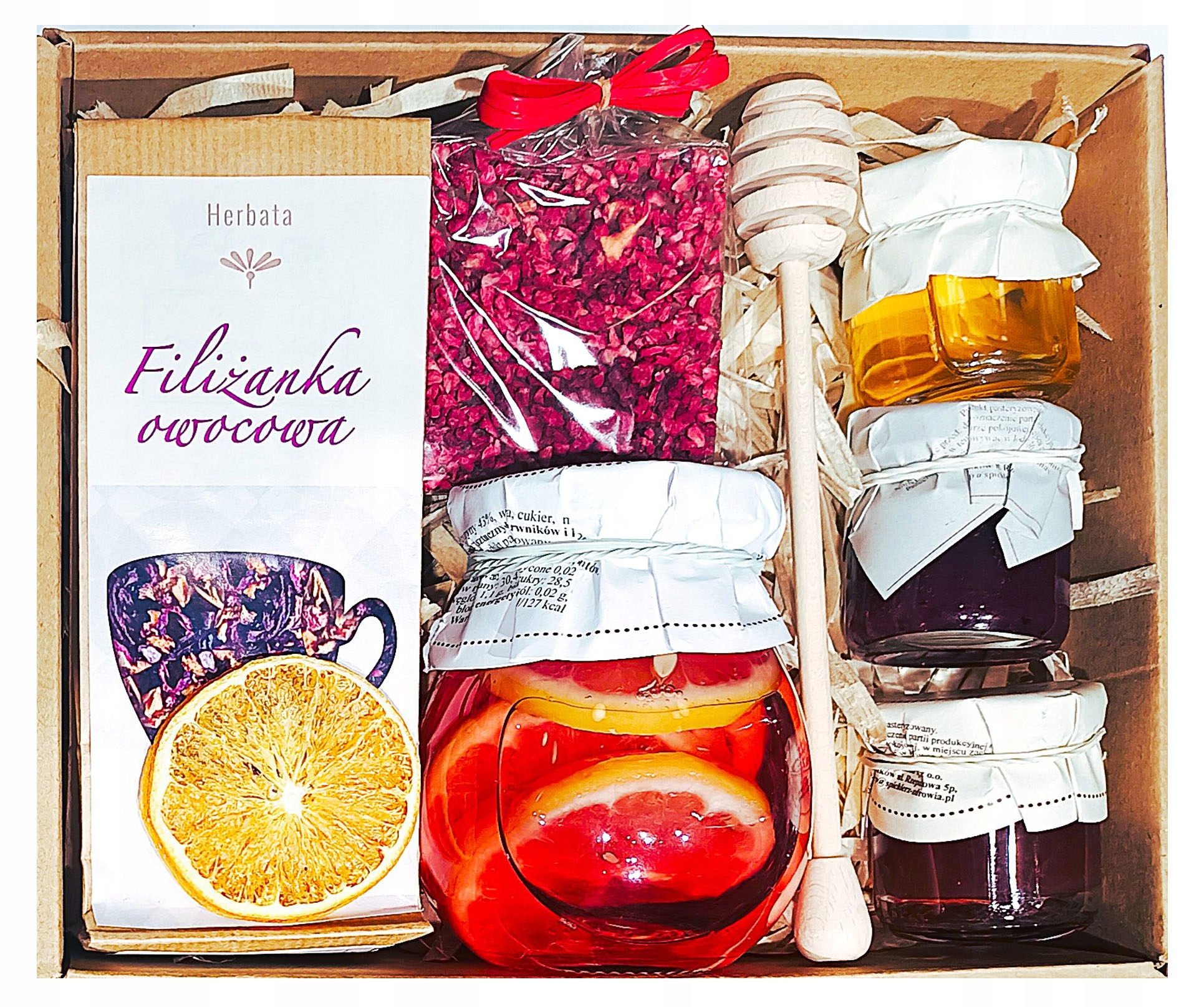 Levně Dárkový koš Box Dárek Upomínka Med Čaj Džemy Citron Malina