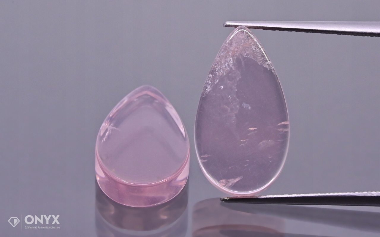 Křemen růžový mělký Para slza 17,5x10 mm