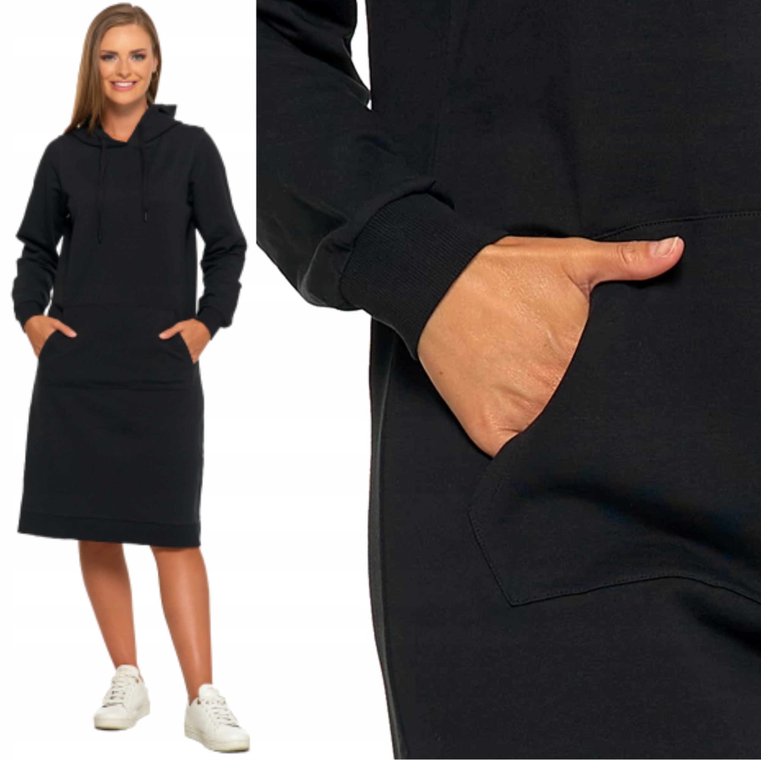 Sukienka Damska Dresowa z Kieszeniami Elastyczna Modna Moraj M