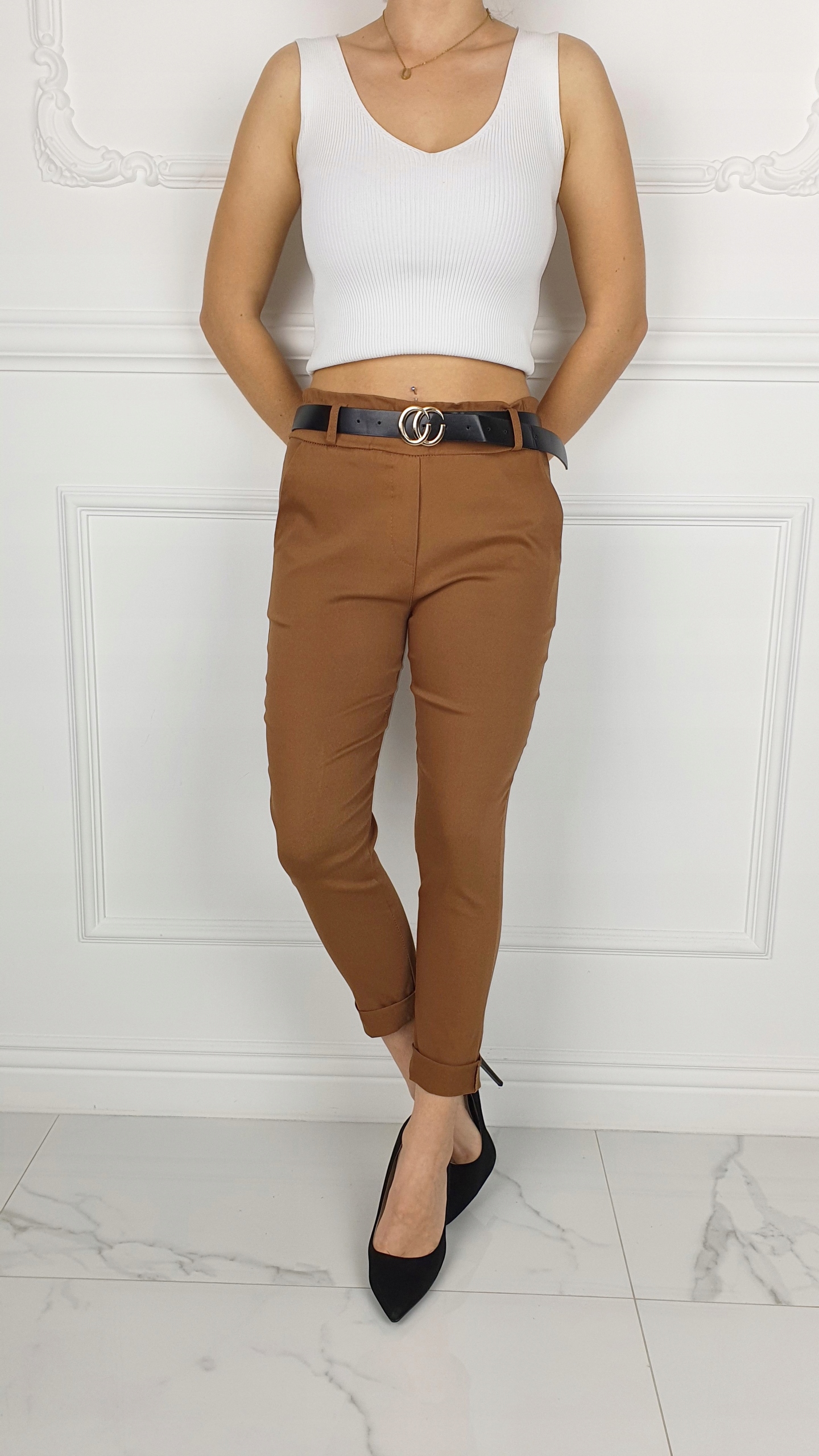 #ELASTYCZNE - SPODNIE - DAMSKIE - W GUMKĘ - PASEK# Model Cygaretka