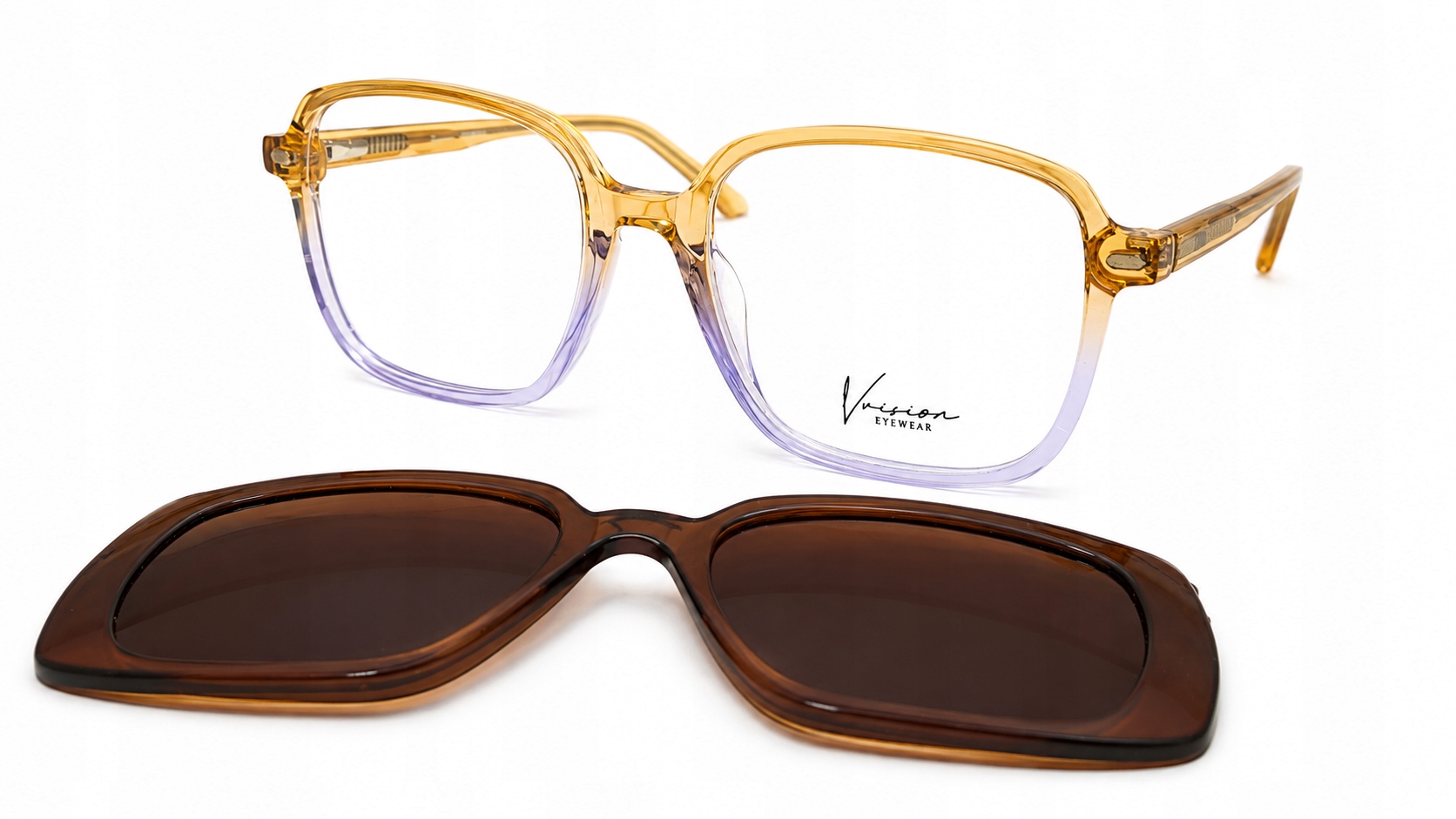 Oprawki okulary VVision VV 9140 A transparentne żółte z nakładką damskie