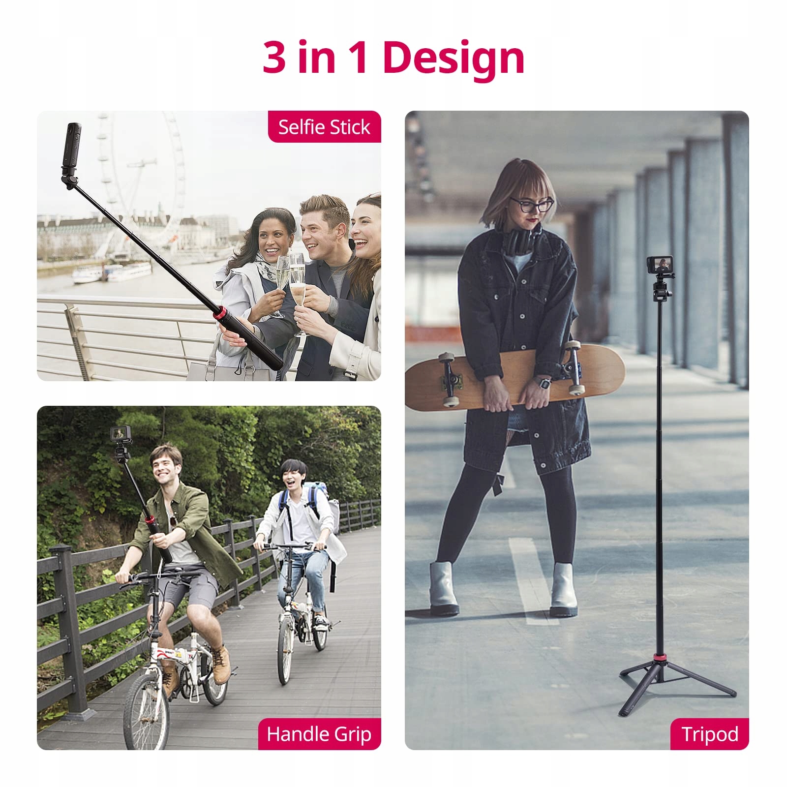 ULANZI MT71 Statyw Selfie Stick Do Kamer Akcji DJI One XR RS GO 2 — miniatura 6