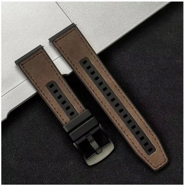 Pasek do męskiego damskiego zegarka 22 mm brązowy ciemnybrąz silicon i guma