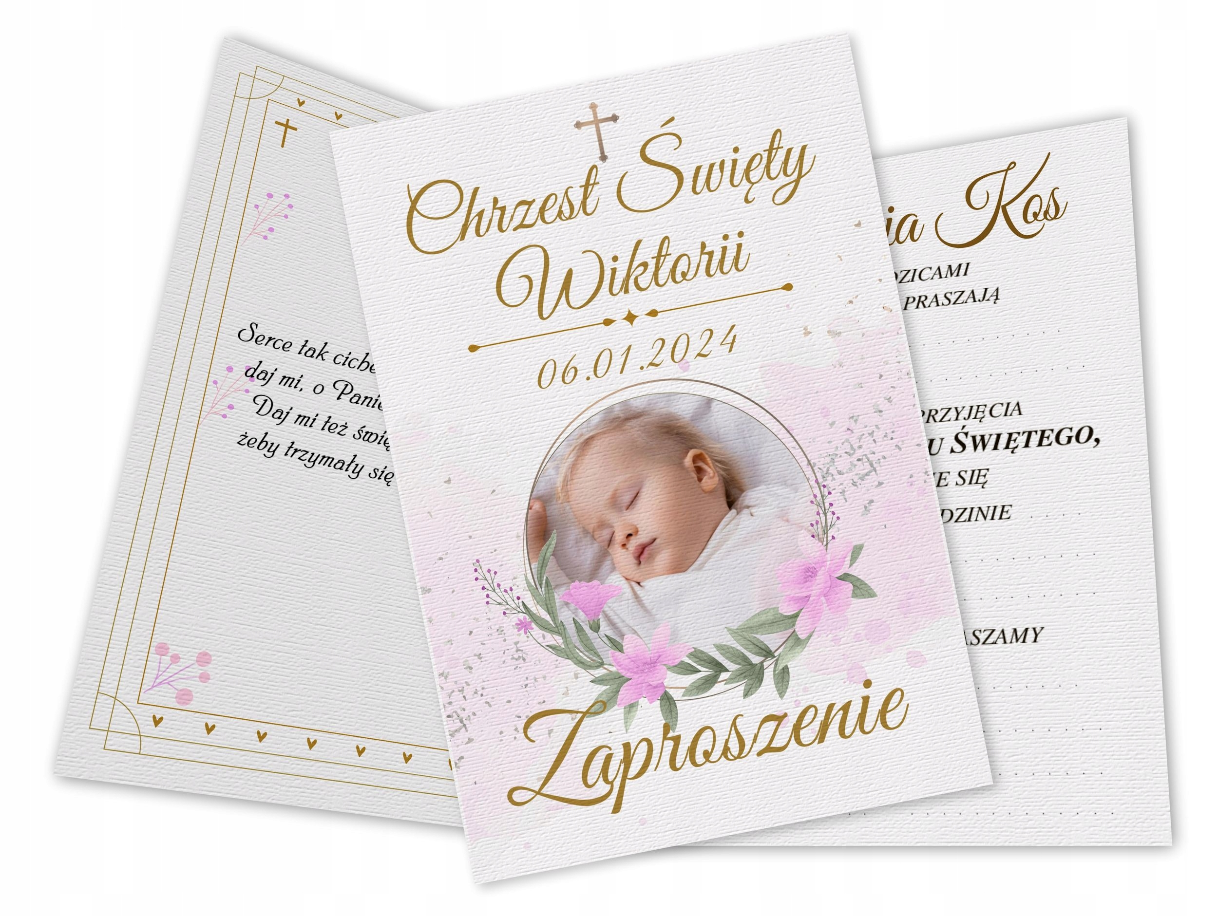 Zaproszenia na Chrzest święty ze zdjęciem dziecka chłopca i dziewczynki w2 Marka inna