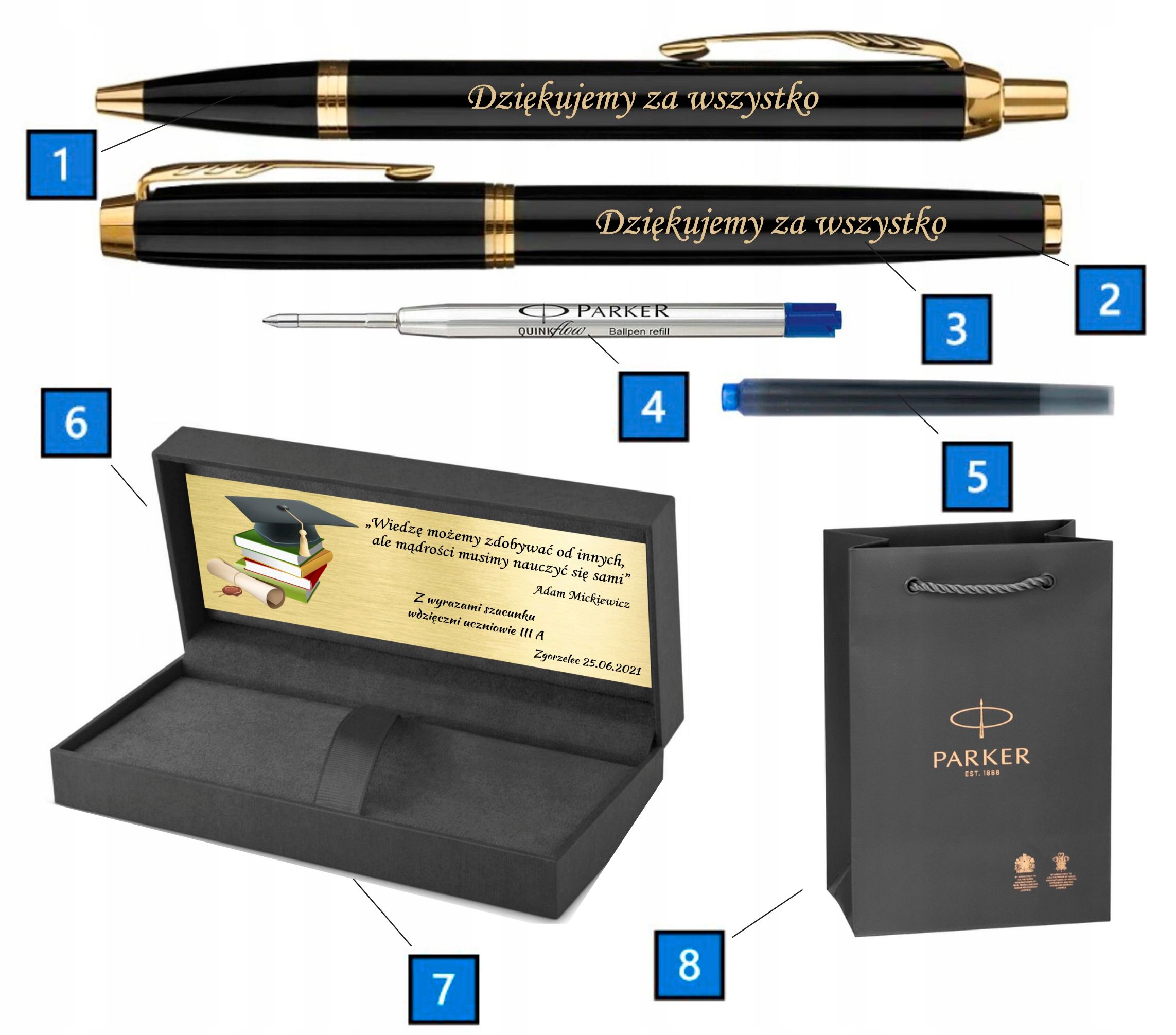 ZESTAW PARKER DLA NAUCZYCIELA IM GT z GRAWEREM TABLICZKA ZAKOŃCZENIE ROKU Kod producenta 103180