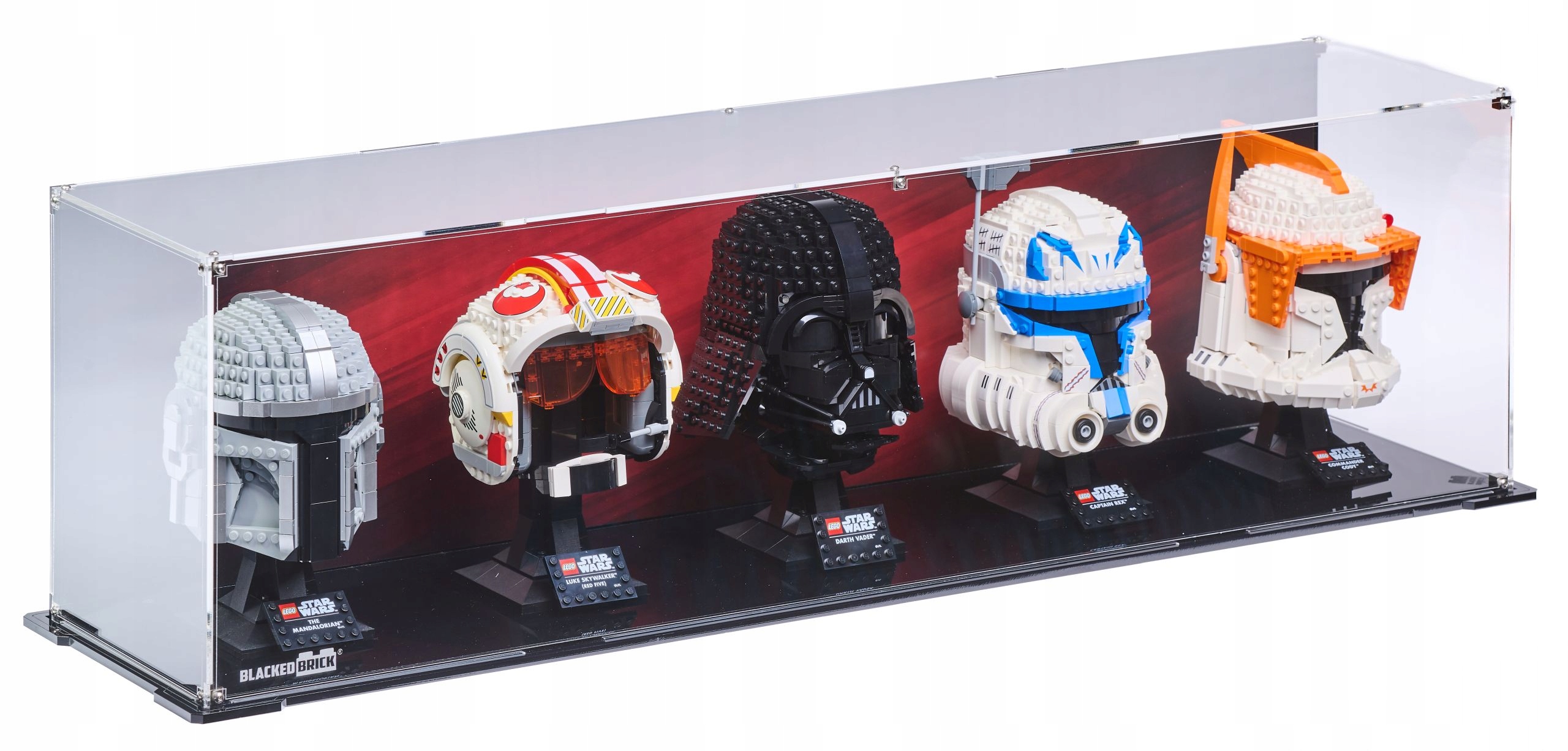 Vitrína pozadie 2 Blacked Brick pre 5x Lego Prilba Star Wars Marvel SuperHeroes DC