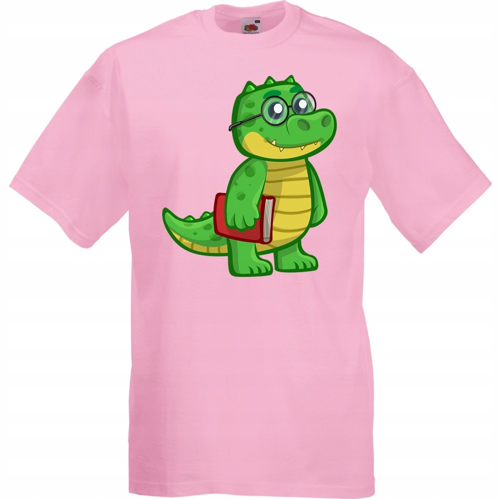 

Koszulka krokodyl nerd książka XXL różowa