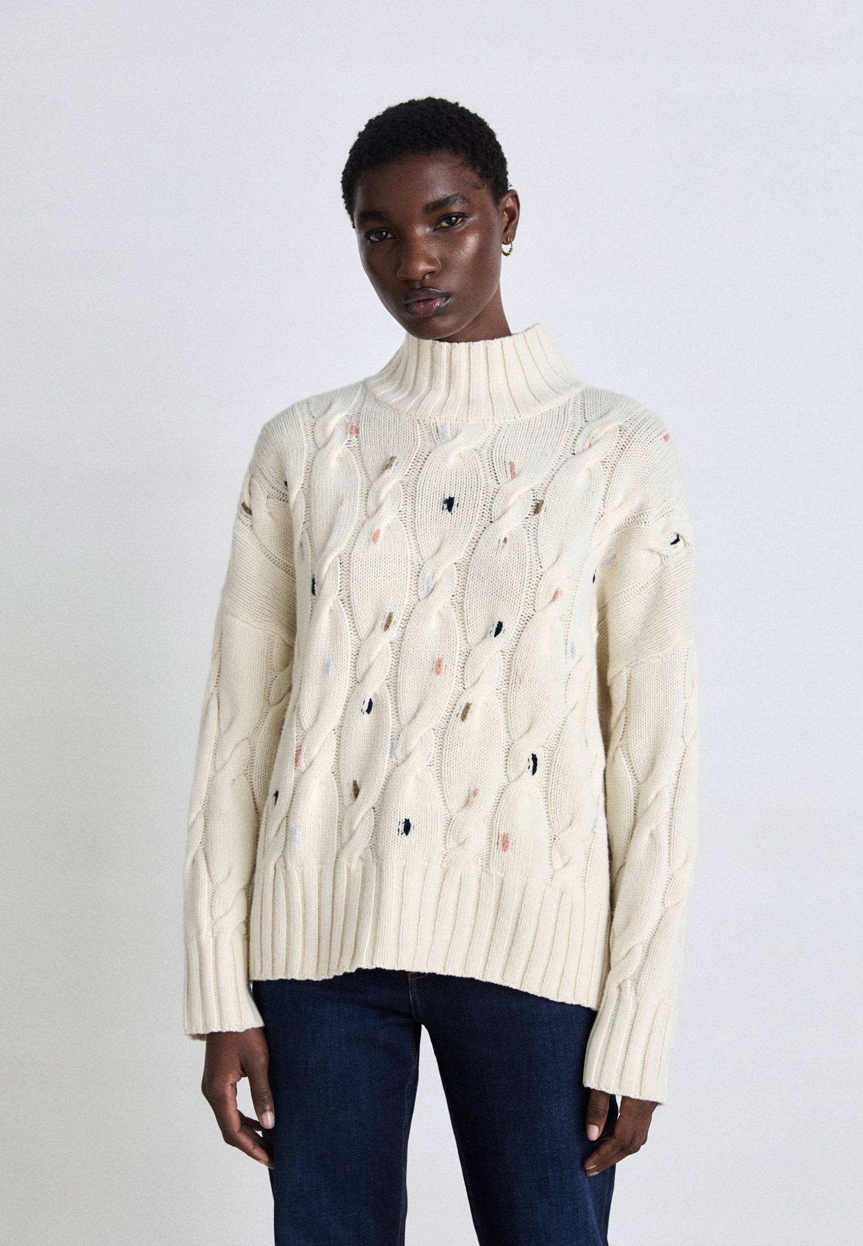 Vlněný svetr s pologolfem Barbour 34