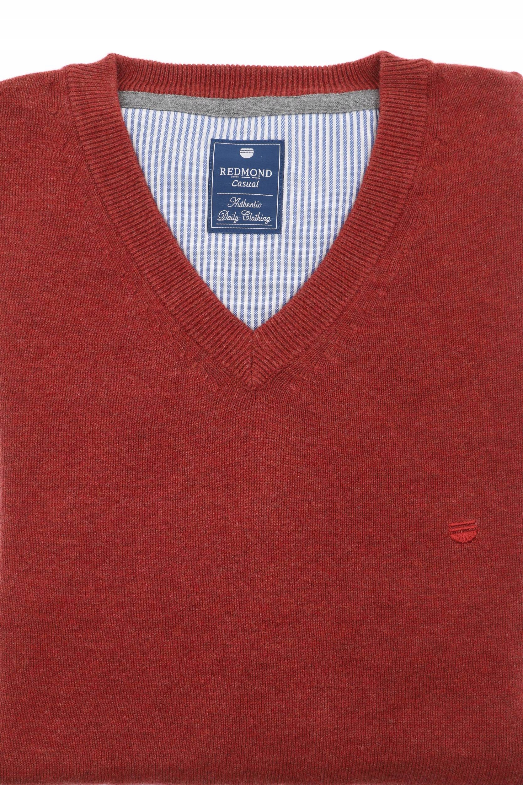 

bordowy męski sweter bawełniany V-neck Redmond M