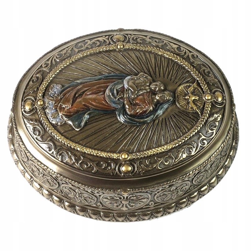 PIĘKNA SZKATUŁKA Z WIZERUNKIEM MATKI BOSKIEJ Z JEZUSEM NA RÓŻANIEC V