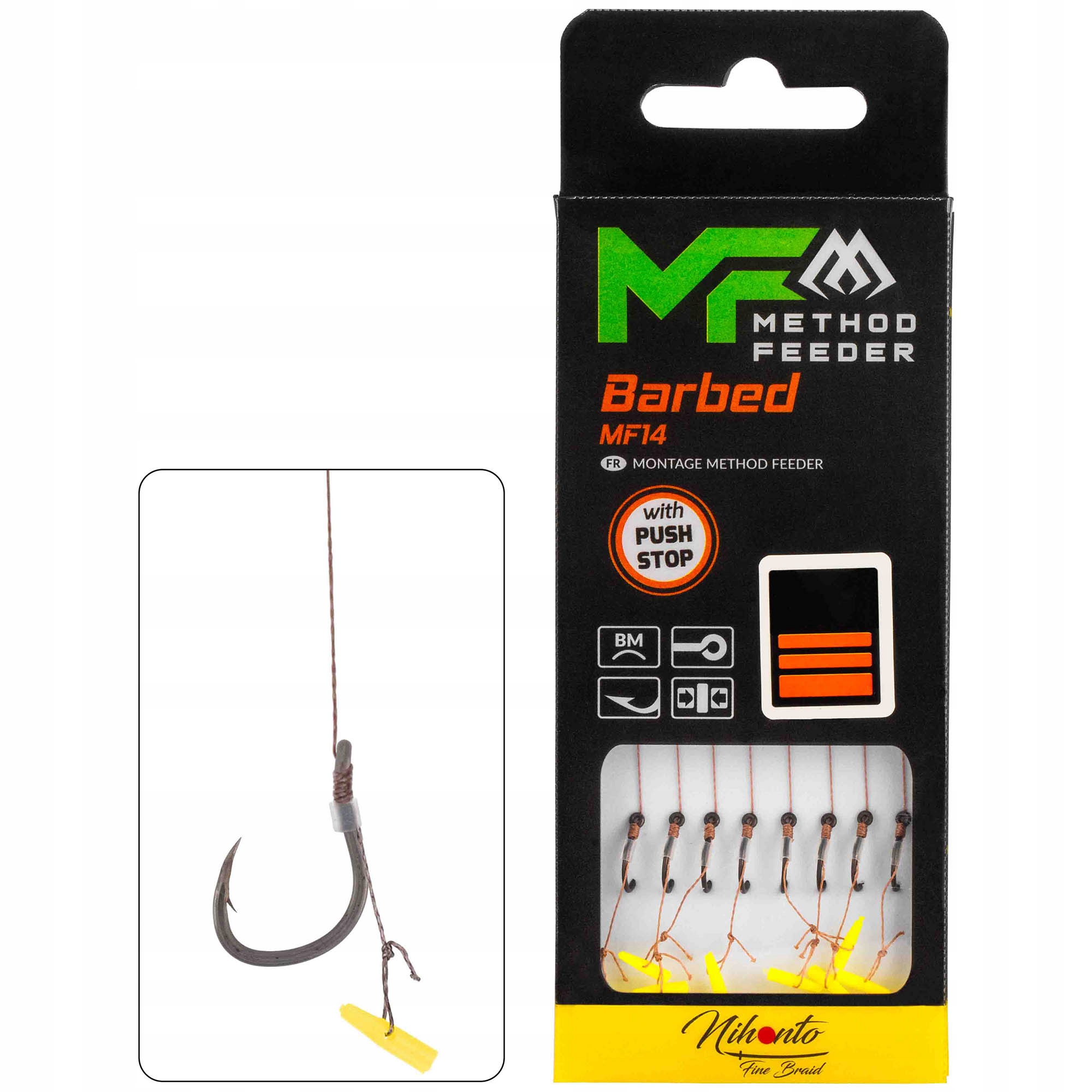 Przypony Mikado Mf14 Z Push Stopem Hak Z Zadz Nr 8 Plecionka 0.14mm 10cm