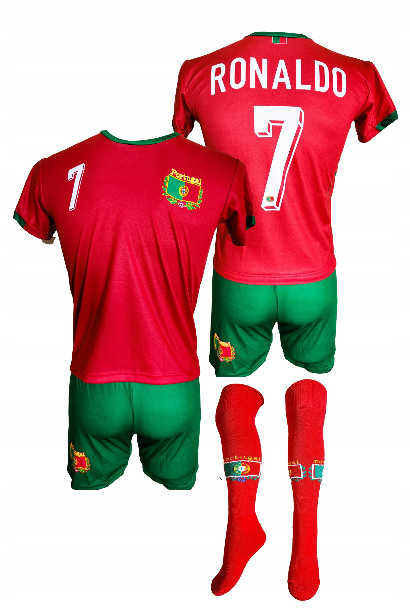 Ronaldo 140 Koszulka Spodenki Getry Komplet Strój Piłkarski Sportowy Mecz