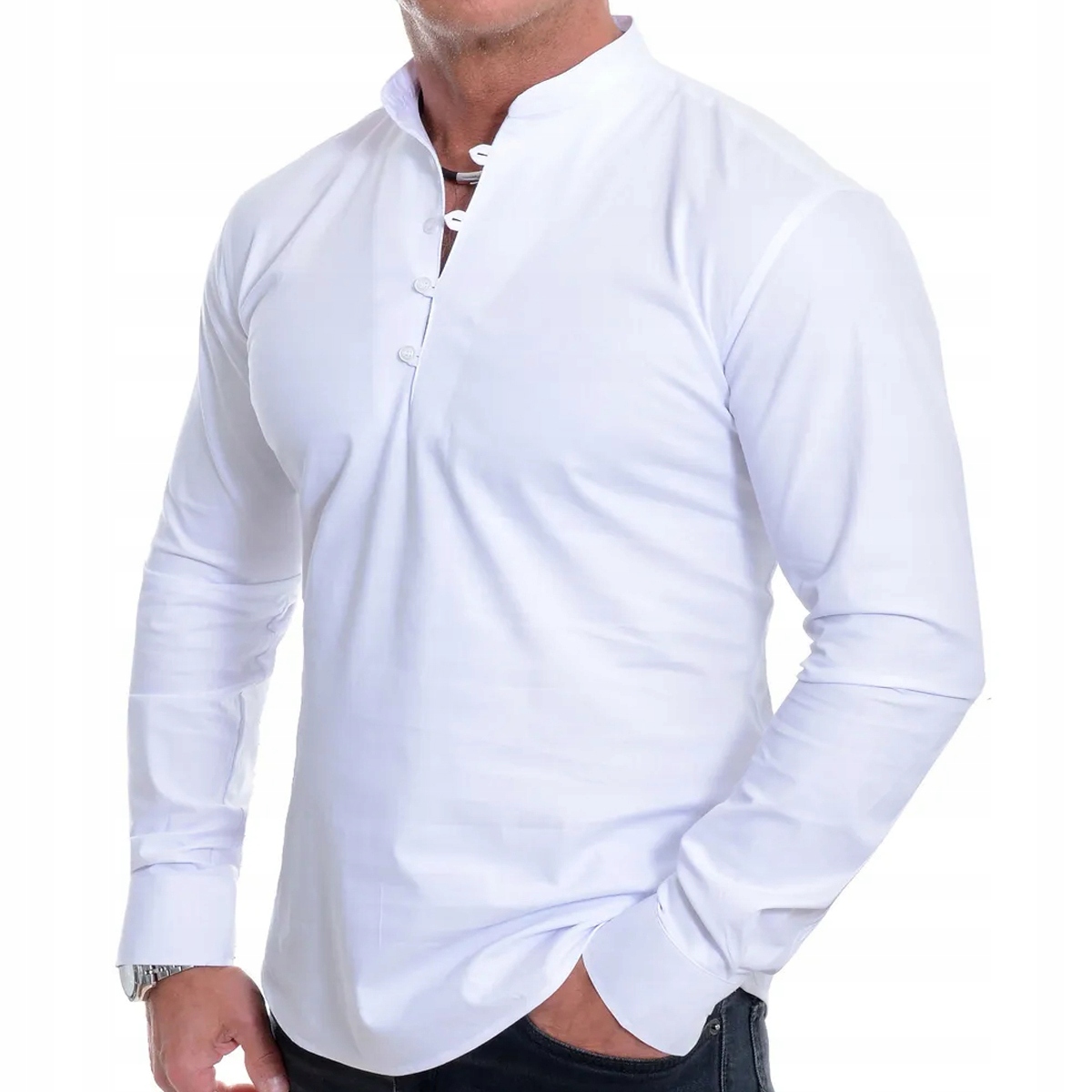 Pánská košile Elegantní stojáček Svatba Svaté Přijímání Casual bavlněná