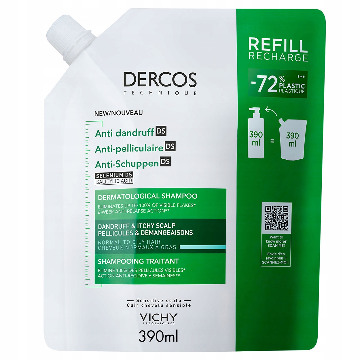Vichy Dercos Anti Dandruff Ds Szampon przeciwłupieżowy do włosów 390 ml