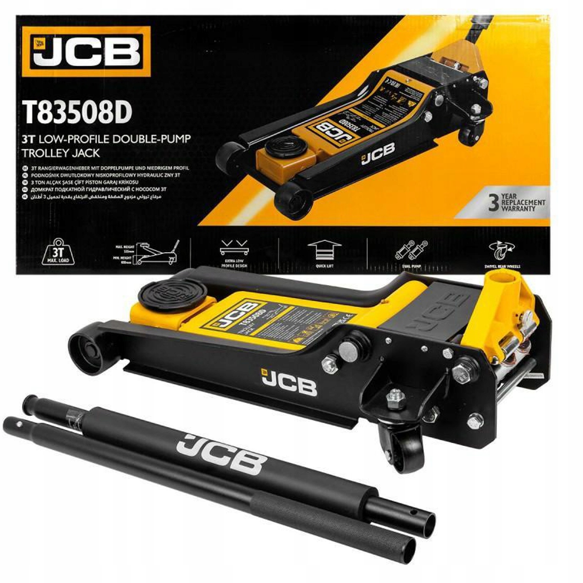 Hydraulický zdvihák do auta žaba nízkoprofilový pákový 3 tony Jcb