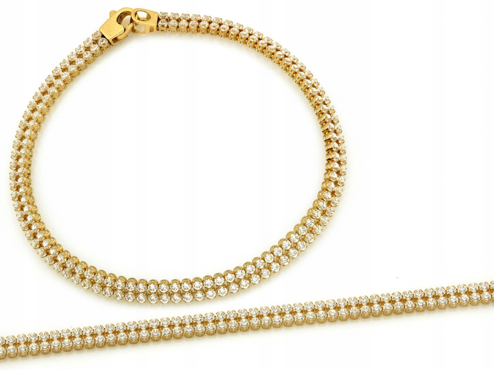 Zlatý náramek 585 dvojitý tenisový s zirkony r19 jako dárek 5.94 g