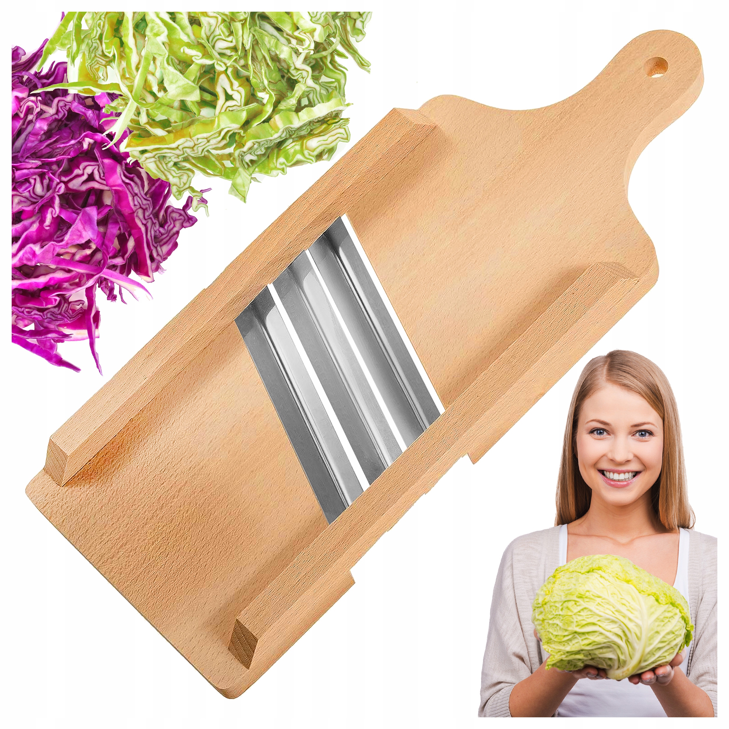 SZATKOWNICA TARKA DO WARZYW KAPUSTY DREWNIANA STAL