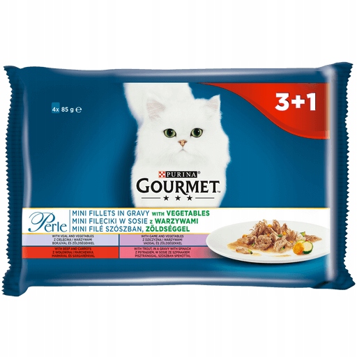 GOURMET PERLE FILECIKI WSOS Z WARZYWAMI 3+1 4x85g