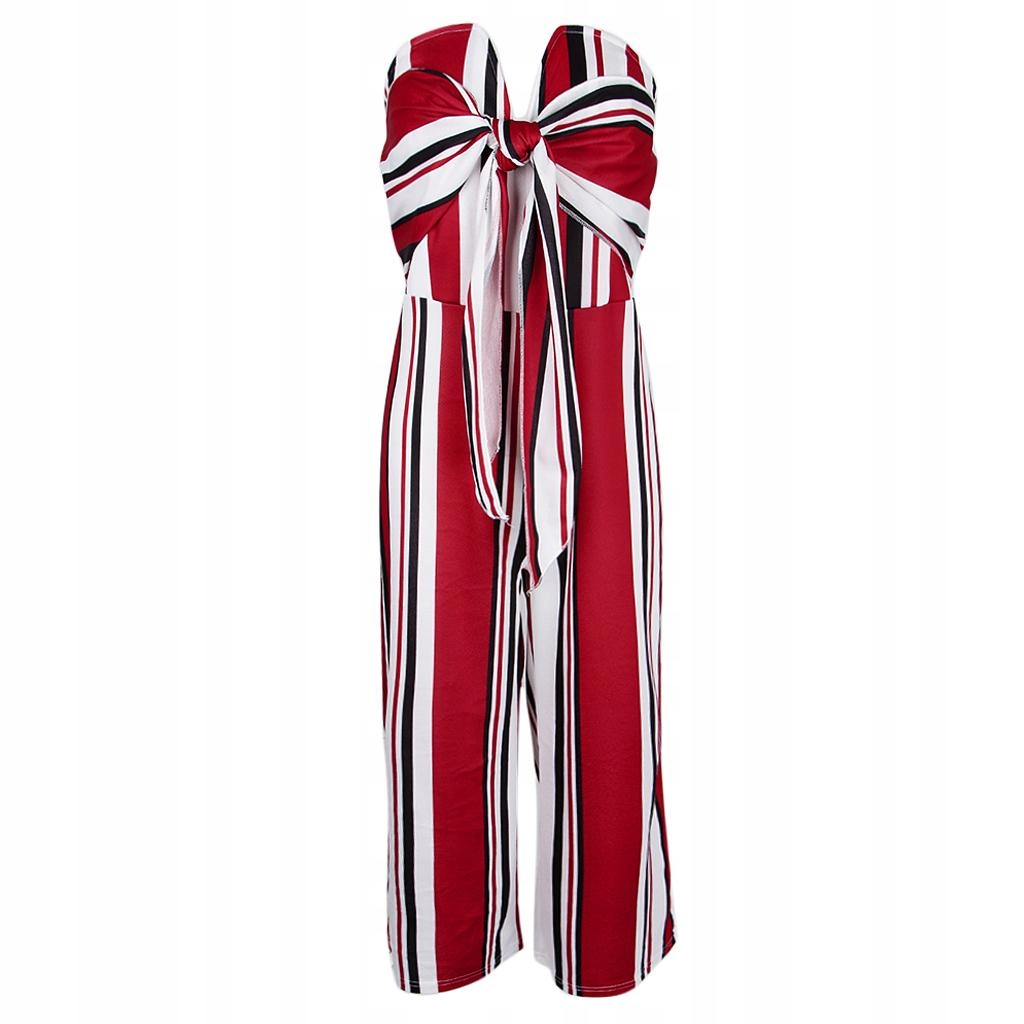 Damski kombinezon w paski z wiązaniem z przod