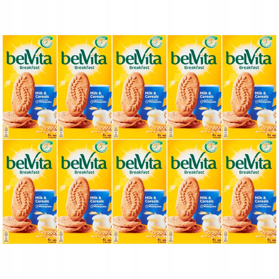Levně belVita Breakfast Obilné sušenky s mlékem 300 g x 10 kusů