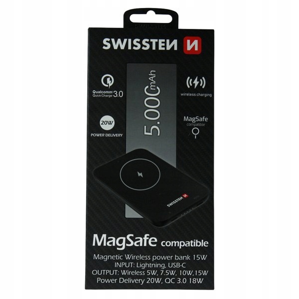 SWISSTEN, Power Bank, MagSafe kompatibel, Li-Pol, 5/9/12V