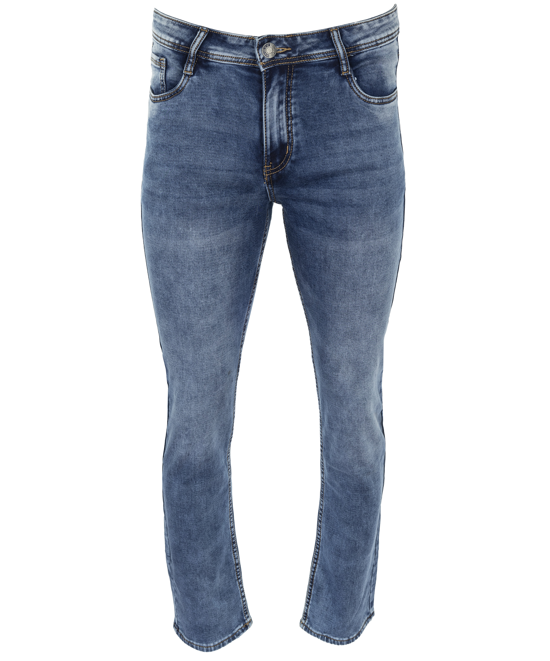 SPODNIE MĘSKIE JEANSOWE NIEBIESKIE PROSTE BAWEŁNA przetarcia W40 Fason proste