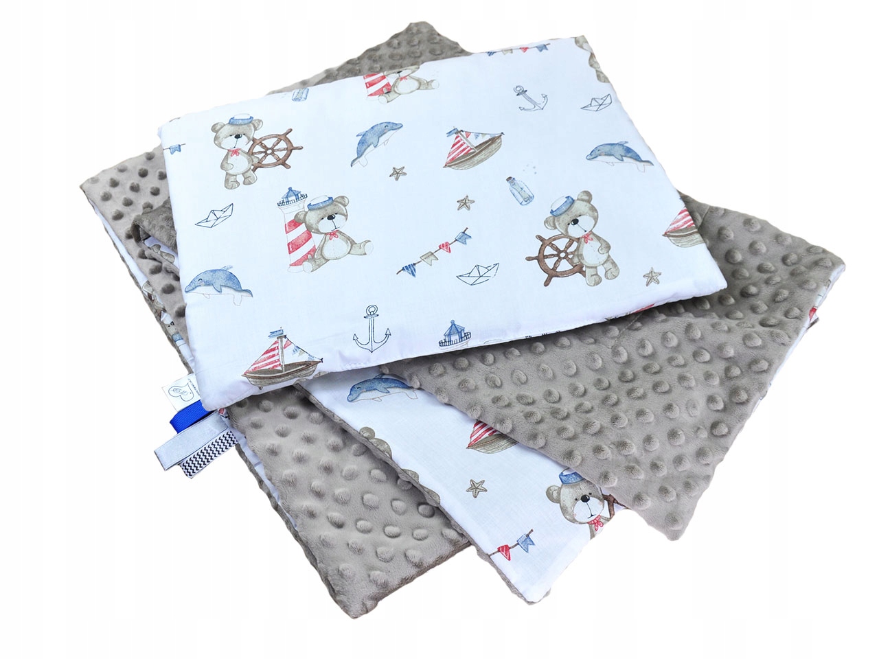 Kocyk minky 75x100 poduszka 30x40cm do wózka żłobka przedszkola imię haft